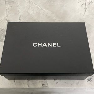 Black Chanel Shoe Box with Original Shoe Dustbags
